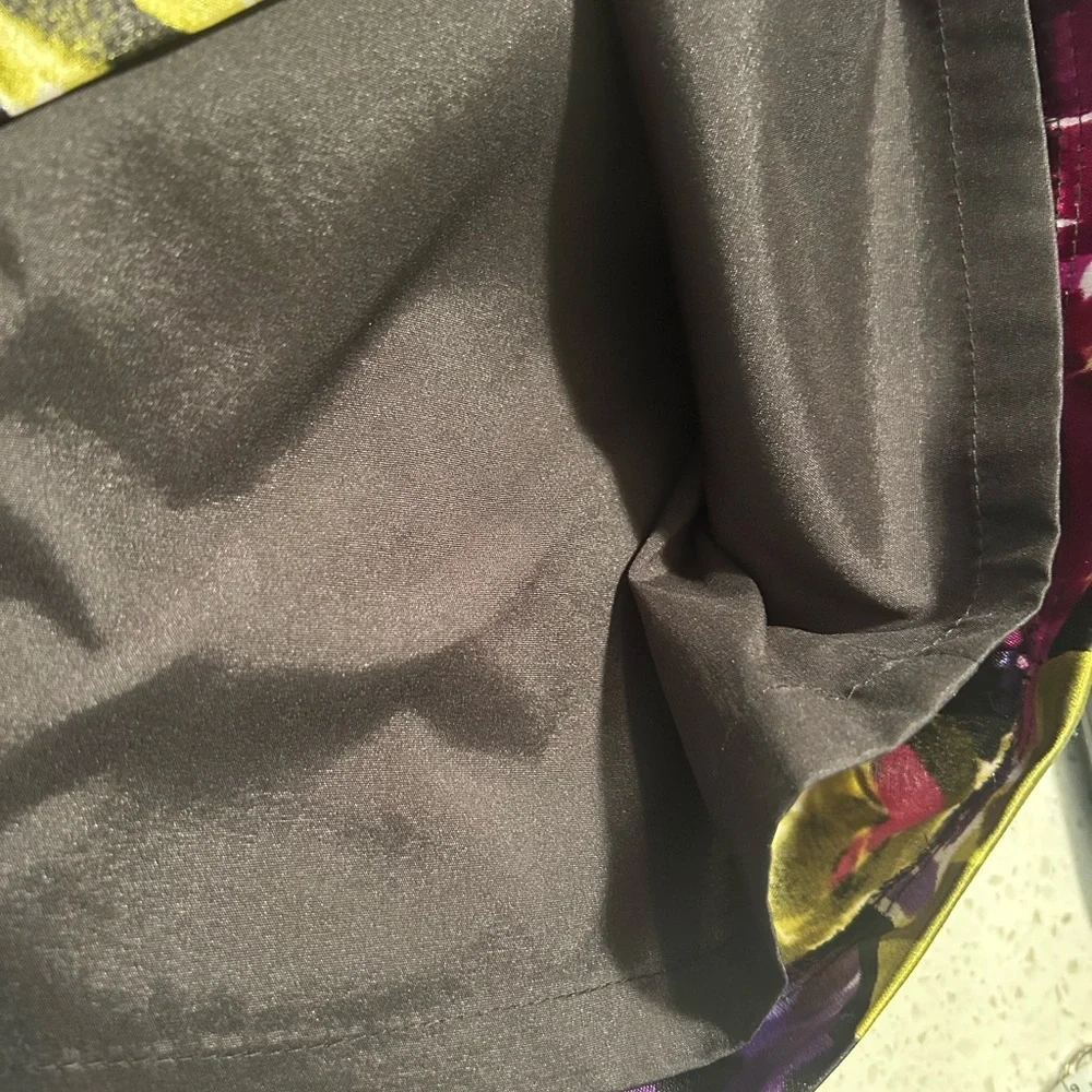 Adrianna Papell Black Floral Midi Dress with Purple, Blue & Olive - Picture 7 of 9